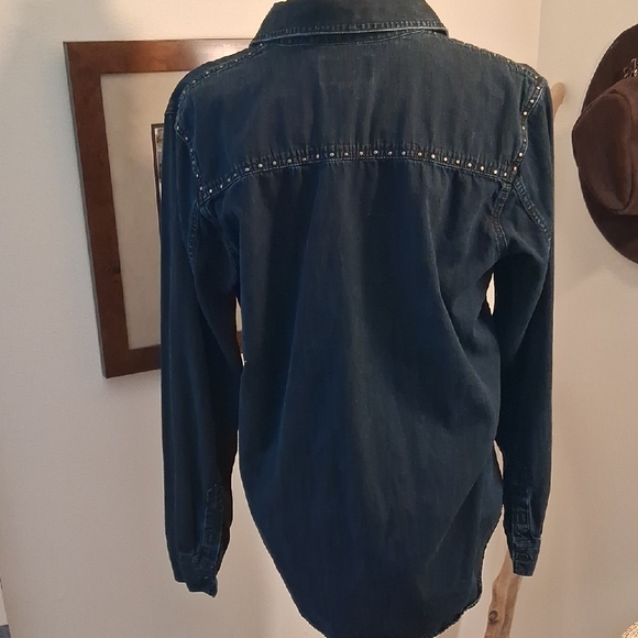 Lucky Brand Indigo Denim Studded Shirt - Picture 3 of 8